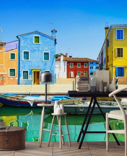 fargerike hus i italia tapet