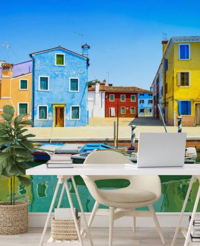 kleurrijke huizen in italië behang