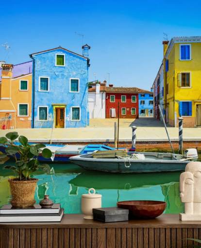 farverige huse i italien tapet