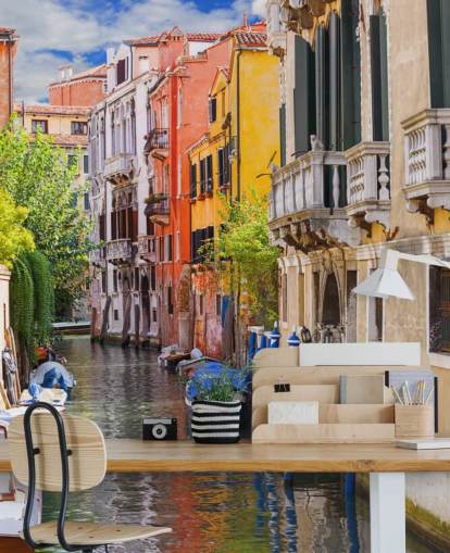 Venetianske hus veggmaleri Venetianske hus veggmaleri