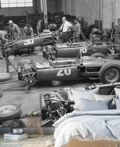 zwart-wit oldtimers behang