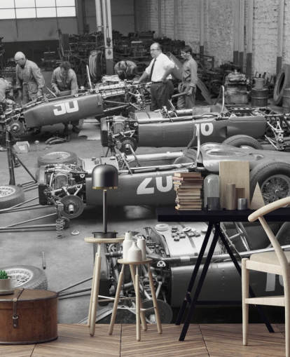 Black and White Vintage Cars Wallpaper