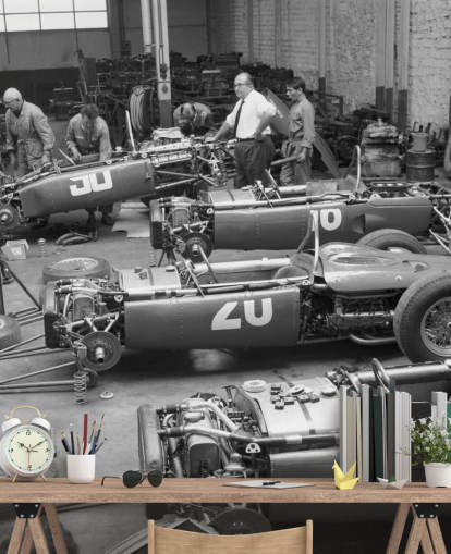 Schwarz-Weiß-Oldtimer-Tapete