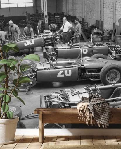 zwart-wit oldtimers behang