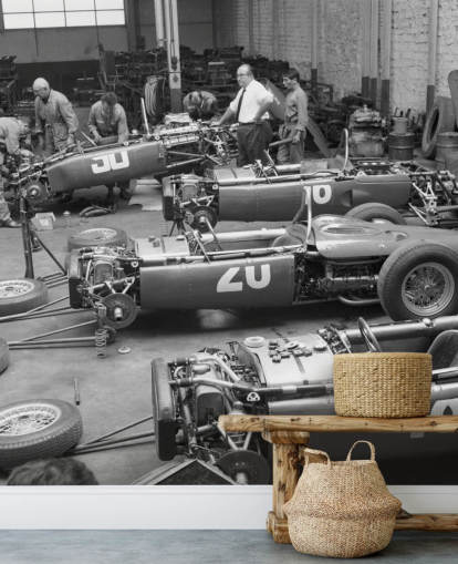 zwart-wit oldtimers behang