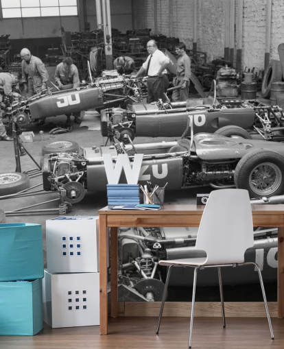 Schwarz-Weiß-Oldtimer-Tapete