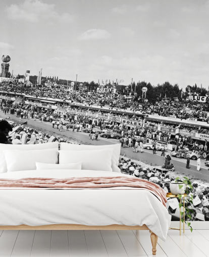 svartvit anpassningsbar bilracing tapet väggmålning kallad GT Cars Le Mans 24 Hour Race (1963) för sovrum, kontor och företag svartvit anpassningsbar bilracing tapet väggmålning kallad GT Cars Le Mans 24 Hour Race (1963) för sovrum, kontor och företag