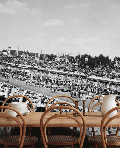 svartvit anpassningsbar bilracing tapet väggmålning kallad GT Cars Le Mans 24 Hour Race (1963) för sovrum, kontor och företag