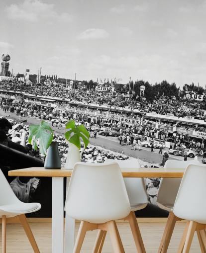 papier peint mural de course automobile personnalisable en noir et blanc appelé GT Cars Le Mans 24 Hour Race (1963) pour les chambres, les bureaux et les entreprises papier peint mural de course automobile personnalisable en noir et blanc appelé GT Cars Le Mans 24 Hour Race (1963) pour les chambres, les bureaux et les entreprises