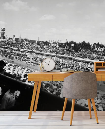 black and white customisable car racing wallpaper mural called GT Cars Le Mans 24 Hour Race (1963) for bedrooms, offices and businesses black and white customisable car racing wallpaper mural called GT Cars Le Mans 24 Hour Race (1963) for bedrooms, offices and businesses
