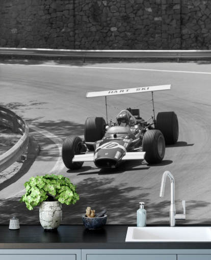 Vintage Race Car on Track Wall Mural