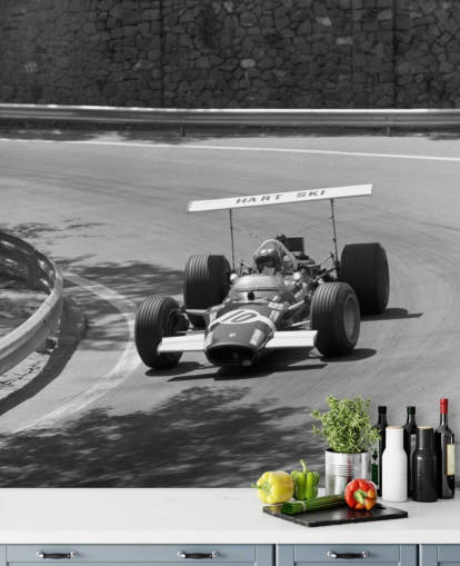 Vintage racerbil på sporet vægmaleri Vintage racerbil på sporet vægmaleri