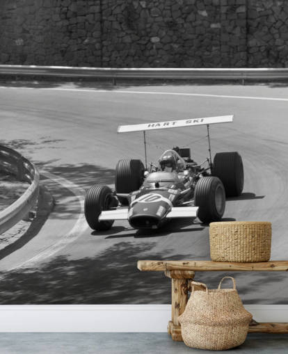 Vintage racerbil på spår väggmålning
