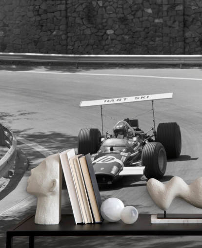 Mural de pared Coche de carreras vintage en pista