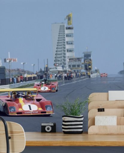 Röd racerbil på Rally Bakgrund