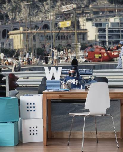 Carta da parati Blu Race Car