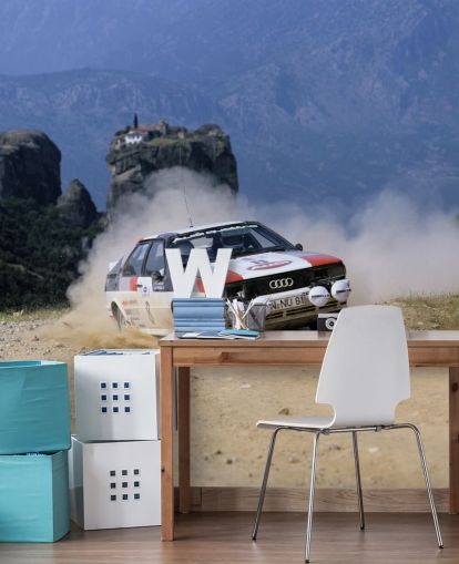 Race Car on Dust Track Wallpaper Mural Race Car on Dust Track Wallpaper Mural