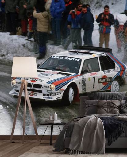 Tapeten-Wandbild „Rennwagen im Schnee“