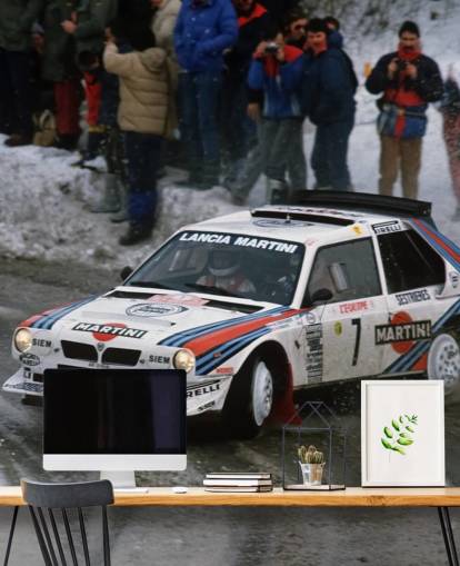 Racing bil i snö tapeter väggmålning