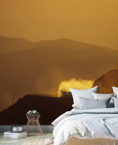 Car on Dusty Mountain Road at Sunset Wallpaper Car on Dusty Mountain Road at Sunset Wallpaper