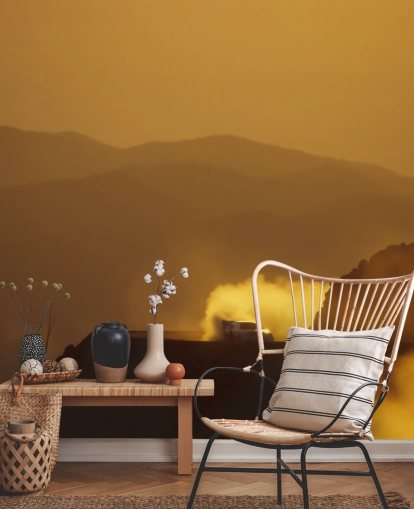 Fond d'écran voiture sur la route de montagne poussiéreuse au coucher