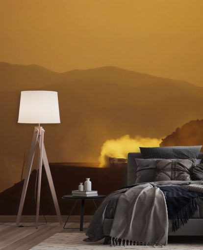 Car on Dusty Mountain Road at Sunset Wallpaper