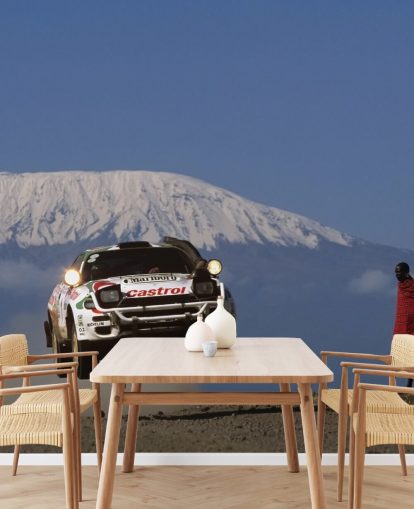 White Rally Car in Air Wallpaper