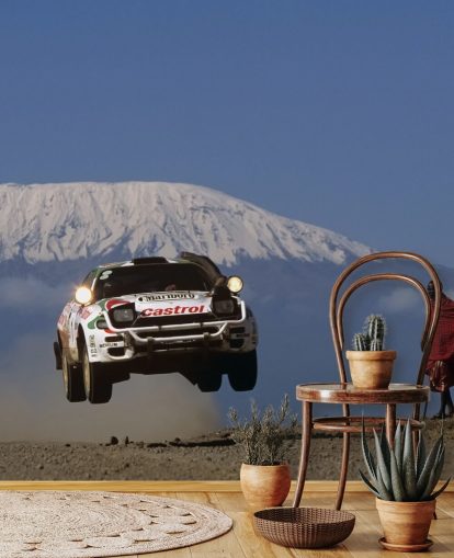 Vit Rallybil i Air Bakgrund