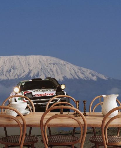 White Rally Car in Air Wallpaper