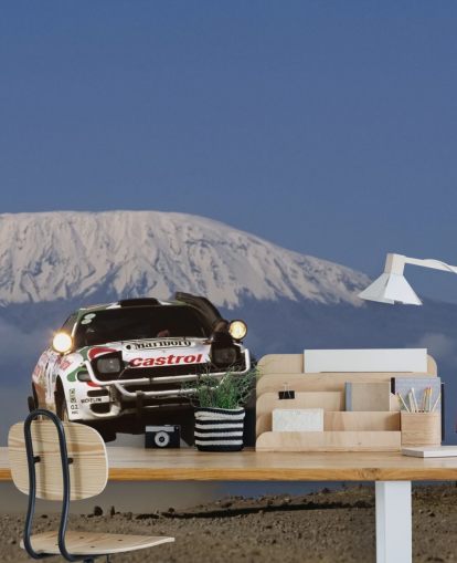 White Rally Car in Air Wallpaper