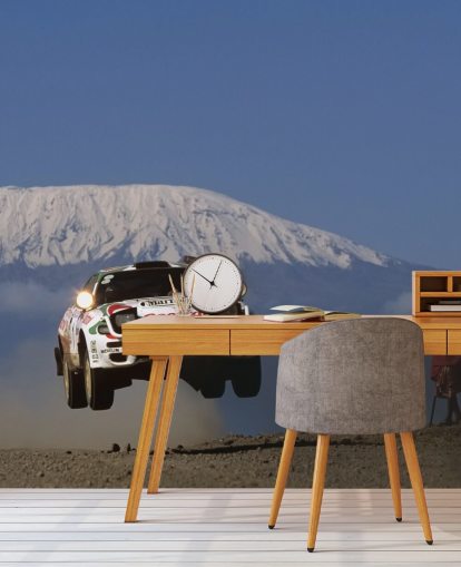 White Rally Car in Air Wallpaper