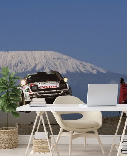 White Rally Car in Air Wallpaper