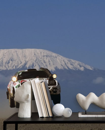 White Rally Car in Air Wallpaper