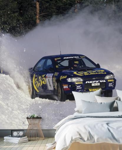 Car Racing in Snow Wall Mural