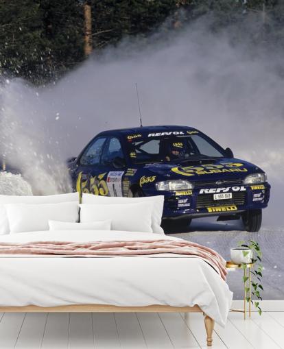 Car Racing in Snow Wall Mural