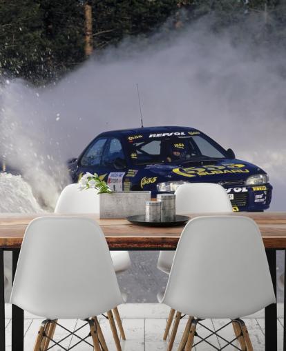 Car Racing in Snow Wall Mural
