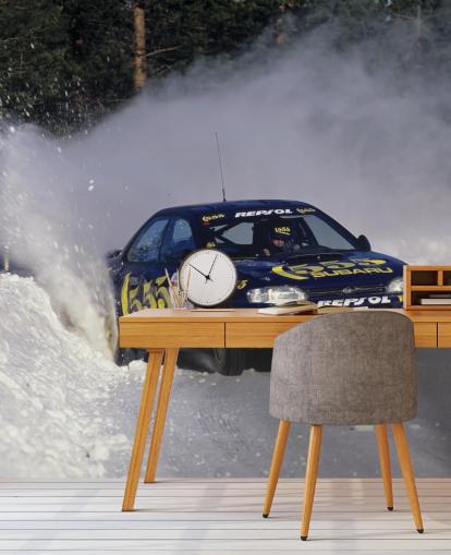 Mural de pared Carreras de coches en nieve