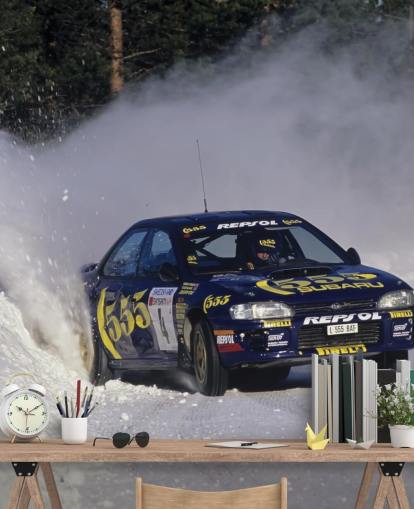 Car Racing in Snow Wall Mural