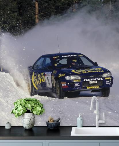 Car Racing in Snow Wall Mural