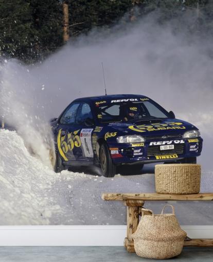 Mural de pared Carreras de coches en nieve