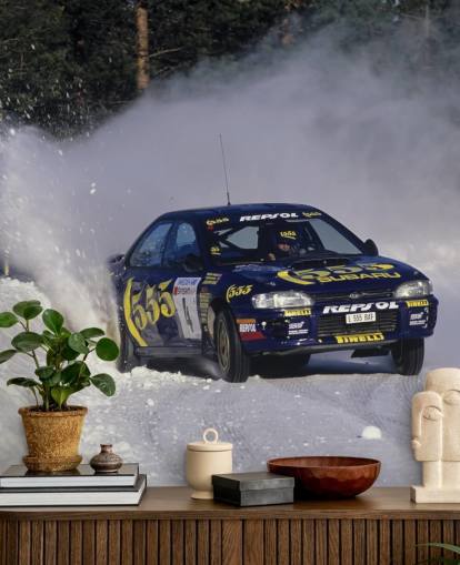 Car Racing in Snow Wall Mural