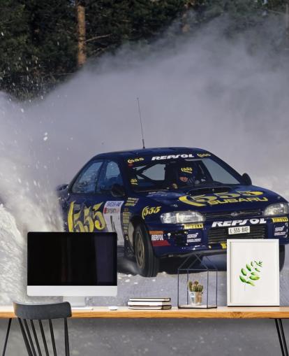 Corrida de carros em Snow Wall Mural Corrida de carros em Snow Wall Mural