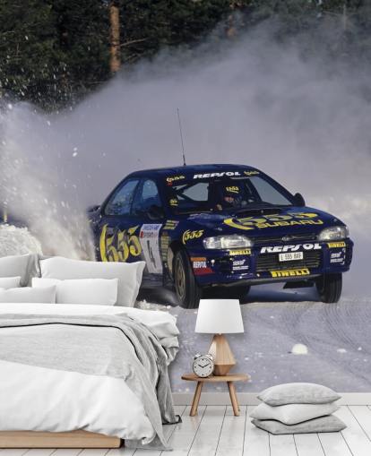 Car Racing in Snow Wall Mural