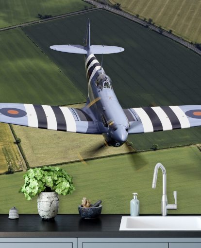 Spitfire with Invasion Stripes
