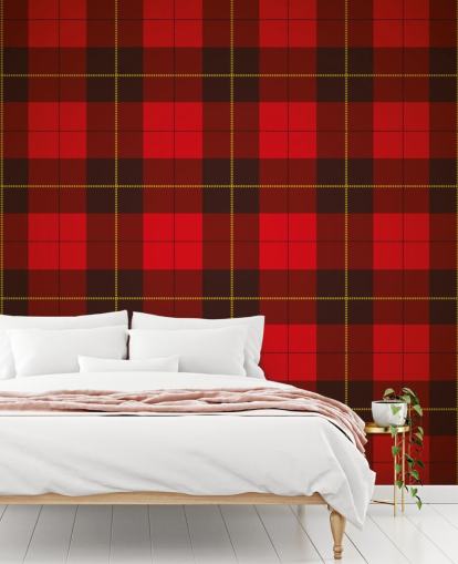 Rood Tartan behang