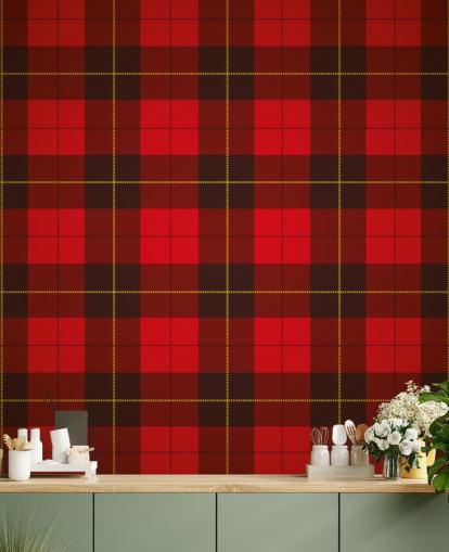 Rød Tartan Baggrund