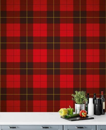 Rood Tartan behang