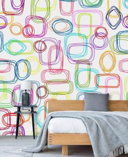 Lined Colourful Shapes Wallpaper