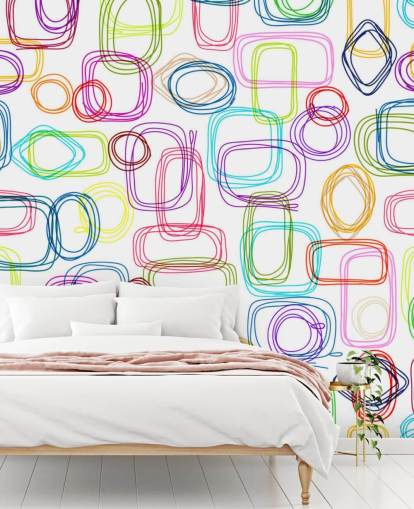 Lined Colourful Shapes Wallpaper
