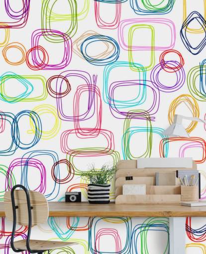 Lined Colourful Shapes Wallpaper